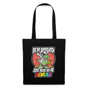 Jetzt rocke ich die Schule Astronaut Dino Geschenk - Stoffbeutel - Schwarz - Vorne