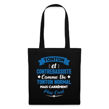 Tonton et Contrebassiste comme un tonton normal - Sac en tissu - noir - Devant