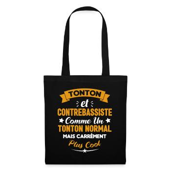 Tonton et Contrebassiste comme un tonton normal - Sac en tissu - noir - Devant