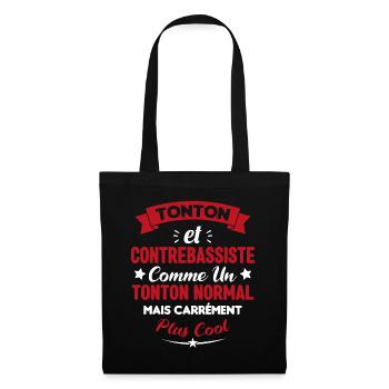 Tonton et Contrebassiste comme un tonton normal - Sac en tissu - noir - Devant