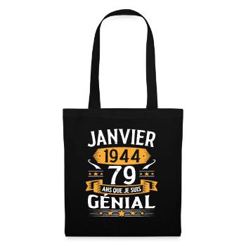 Janvier 1944 79 Ans Anniversaire Vintage Cadeau - Sac en tissu - noir - Devant