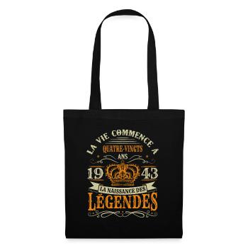 80 Ans 1943 Joyeux Anniversaire Vintage Perfection - Sac en tissu - noir - Devant