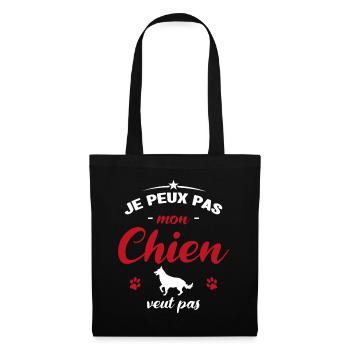 je peux pas mon chien veut pas - Sac en tissu - noir - Devant