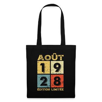 Août 1928 Original Idée Cadeau Anniversaire - Sac en tissu - noir - Devant