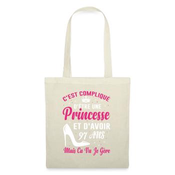 Princesse 97 Ans Idée Cadeau Anniversaire Amour - Sac en tissu - nature - Devant