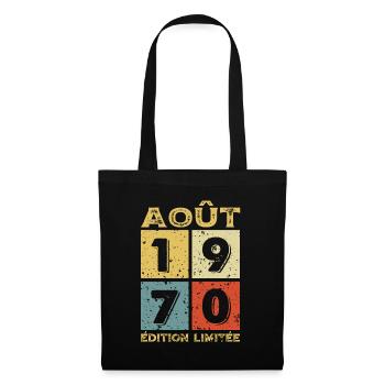 Août 1970 Original Idée Cadeau Anniversaire - Sac en tissu - noir - Devant