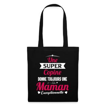 Copine future maman mère cadeau drôle naissance - Sac en tissu - noir - Devant