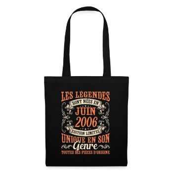 Juin 2006 Anniversaire Idée Cadeau Vintage Légende - Sac en tissu - noir - Devant