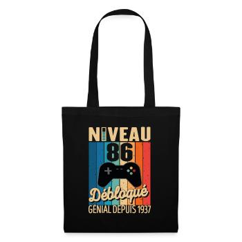 86 Ans 1937 Anniversaire Cadeau Citation Gamer - Sac en tissu - noir - Devant
