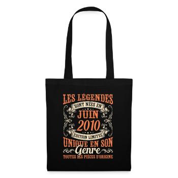 Juin 2010 Anniversaire Idée Cadeau Vintage Légende - Sac en tissu - noir - Devant