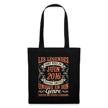 Juin 2016 Anniversaire Idée Cadeau Vintage Légende - Sac en tissu - noir - Devant