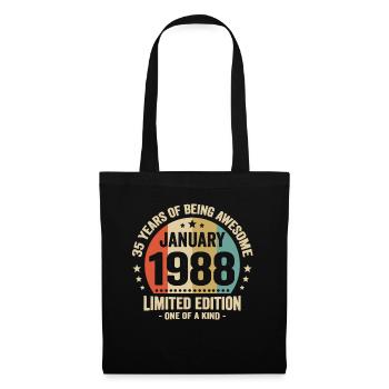 35 years January 1988 Anniversary Vintage gift - Tote Bag - black - Front
