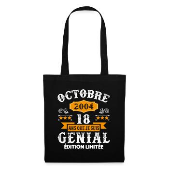 18 Ans Anniversaire Vintage Né(e) en Octobre 2004 - Sac en tissu - noir - Devant