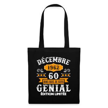 60 Ans Anniversaire Vintage En Décembre 1962 - Sac en tissu - noir - Devant