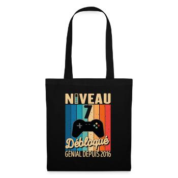 7 Ans 2016 Anniversaire Cadeau Citation Gamer - Sac en tissu - noir - Devant
