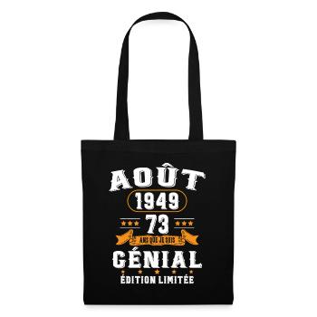 73 Ans Anniversaire Vintage Né(e) en Août 1949 - Sac en tissu - noir - Devant