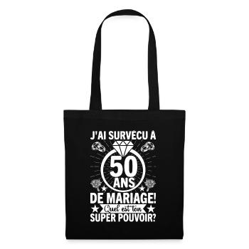 Cadeau Pour 50 Ans De Mariage - Sac en tissu - noir - Devant