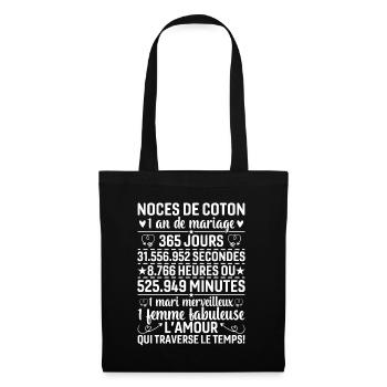 Noces De Coton 1 An De Mariage - Sac en tissu - noir - Devant