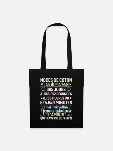Noces De Coton 1 An De Mariage - Sac en tissu - noir