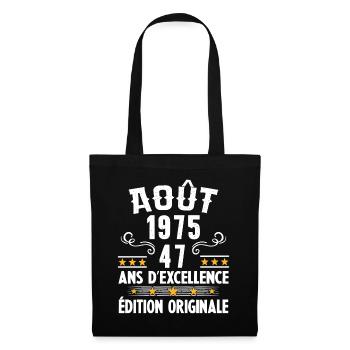 47 Ans Anniversaire Vintage Né(e) en Août 1975 - Sac en tissu - noir - Devant