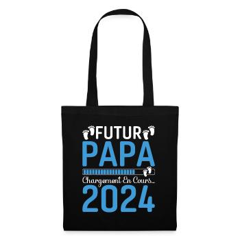 Futur Papa 2024 Père Idée Cadeau Fête Des Pères - Sac en tissu - noir - Devant