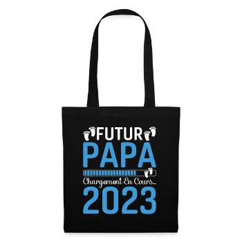 Papa Père Futur Papa 2023 Idée Cadeau Dad - Sac en tissu - noir - Devant