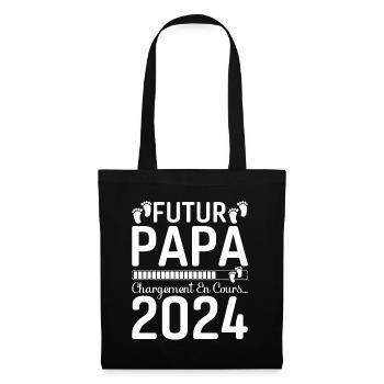 Futur Papa 2024 Père Idée Cadeau Fête Des Pères - Sac en tissu - noir - Devant