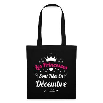 Les Princesses Sont Nées En Décembre Anniversaire - Sac en tissu - noir - Devant