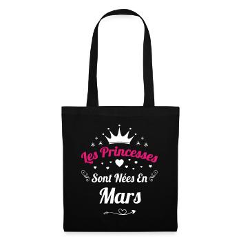 Les Princesses Sont Nées En Mars Anniversaire - Sac en tissu - noir - Devant