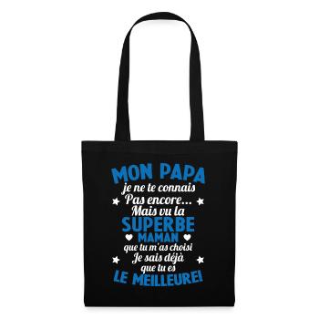 Annonce grossesse Cadeau Futur Papa Future Maman - Sac en tissu - noir - Devant