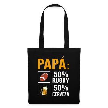 Papa 50% Rugby 50% Bière Cadeau De Fête Des Pères - Sac en tissu - noir - Devant
