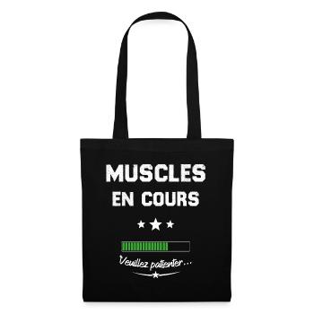 Homme musclé En cours veuillez patienter - Sac en tissu - noir - Devant
