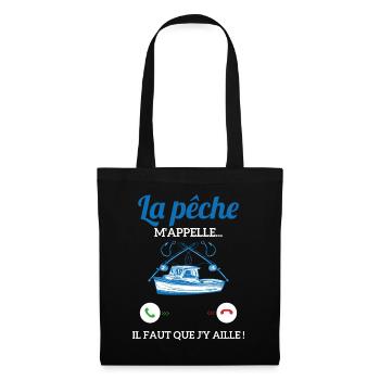 La pêche m'appelle il faut que j'y aille ! - Sac en tissu - noir - Devant