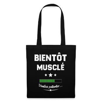 Homme bientôt musclé veuillez patienter - Sac en tissu - noir - Devant