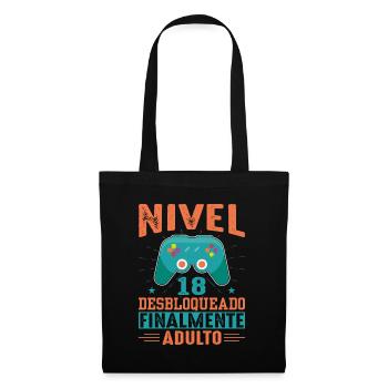 Niveau 18 Débloqué Anniversaire 18 Ans - Sac en tissu - noir - Devant