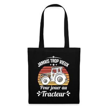 Jamais trop vieux pour jouer au tracteur - Sac en tissu - noir - Devant