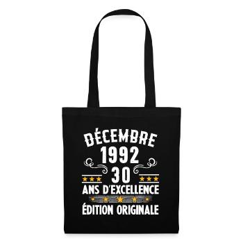 30 Ans Anniversaire Vintage Né(e) en Décembre 1992 - Sac en tissu - noir - Devant
