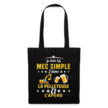 Un Mec Simple J'aime La Pelleteuse Et L'apéro - Sac en tissu - noir - Devant