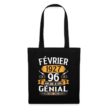 Février 1927 96 Ans Anniversaire Vintage Cadeau - Sac en tissu - noir - Devant
