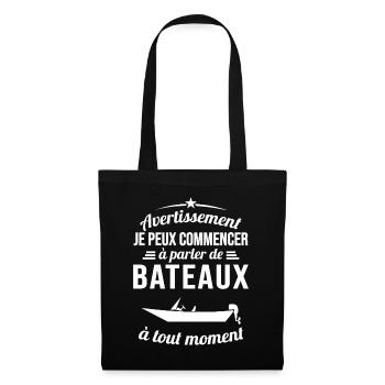 Parler De Bateaux À Tout Moment Cadeau Pêcheur - Sac en tissu - noir - Devant