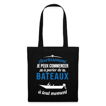 Parler De Bateaux À Tout Moment Cadeau Pêcheur - Sac en tissu - noir - Devant