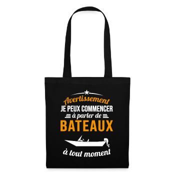 Parler De Bateaux À Tout Moment Cadeau Pêcheur - Sac en tissu - noir - Devant