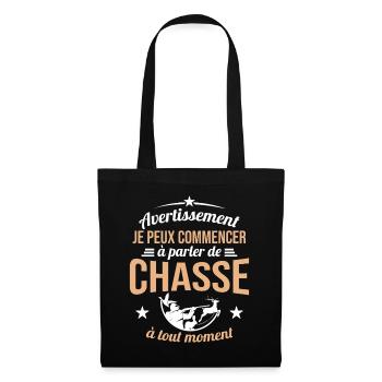 Parler De Chasse à Tout Moment Cadeau Chasseur - Sac en tissu - noir - Devant