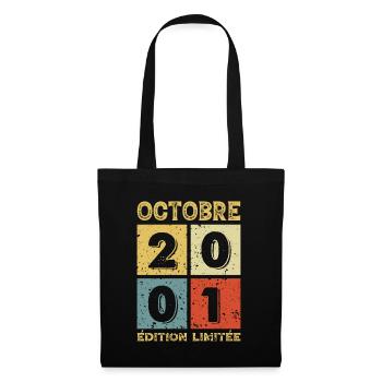 Octobre 2001 Anniversaire Idée Cadeau Vintage - Sac en tissu - noir - Devant