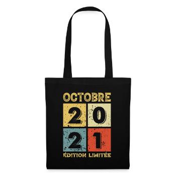 Né En 2021 Octobre Anniversaire Idée Cadeau Jublié - Sac en tissu - noir - Devant