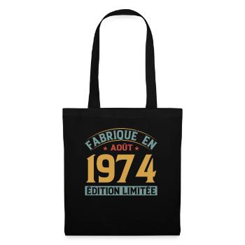 Août 1974 Original Idée Cadeau Anniversaire - Sac en tissu - noir - Devant