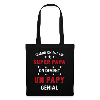 Un Super Papa On Devient Un Papy Génial - Sac en tissu - noir - Devant
