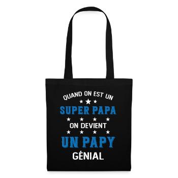 Un Super Papa On Devient Un Papy Génial - Sac en tissu - noir - Devant