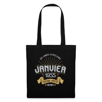 Des Années D'excellence Janvier 1955 68 Ans - Sac en tissu - noir - Devant