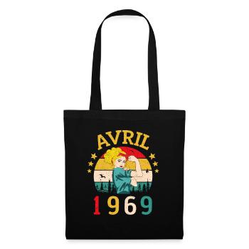 Avril 1969 Anniversaire Vintage Happy Birthday - Sac en tissu - noir - Devant